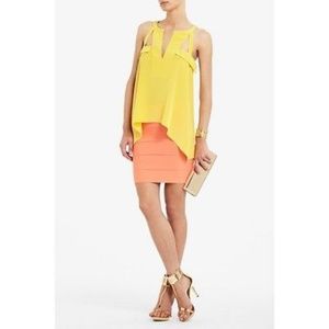 💖💋BCBGMAXAZRIA yellow Silk sheer top, new